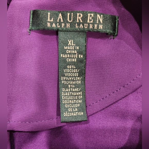 COPY - Ralph Lauren Purple Midi Sleeveless Dress with leather Trim at Neckline - Picture 5 of 5